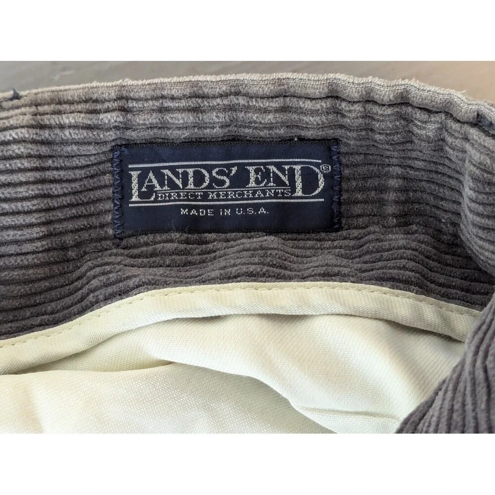 Lands End Corduroy Pants Men's Size 36 Flat Front Cotton Preppy Workwear USA